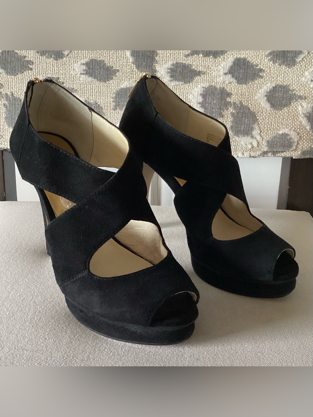Michael Kors suede peep toe pumps